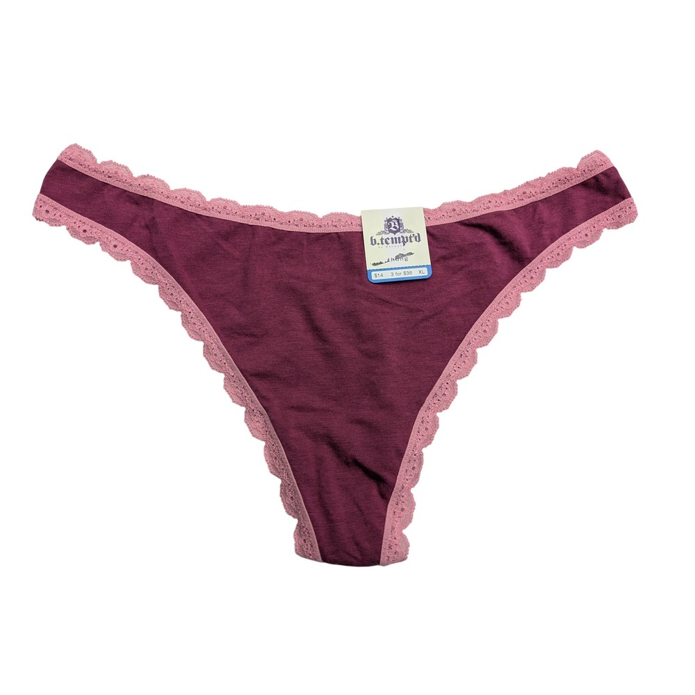 b.tempt'd 972219 Inspired‎ Eyelet Thong Size X-Large Purple Pink NWT